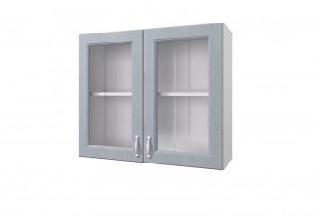 Шкаф 80 с 2-мя витринами Принцесса (Серый/корпус Белый) в Мотыгино - motygino.mebel54.com | фото
