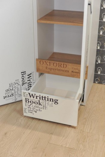 Шкаф для белья «Оксфорд» (Ривьера/Белый с рисунком) в Мотыгино - motygino.mebel54.com | фото
