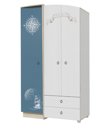 Шкаф для одежды Бриз 1200 Дуб ривьера/ Рамух белый/синий в Мотыгино - motygino.mebel54.com | фото