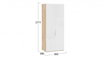 Шкаф для одежды с 2 глухими дверями «Эмбер» Яблоня Беллуно/Белый глянец в Мотыгино - motygino.mebel54.com | фото