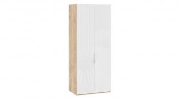 Шкаф для одежды с 2 глухими дверями «Эмбер» Яблоня Беллуно/Белый глянец в Мотыгино - motygino.mebel54.com | фото