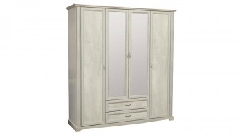 Шкаф для одежды "Сохо" (бетон пайн белый/2 ящика/зеркало) в Мотыгино - motygino.mebel54.com | фото