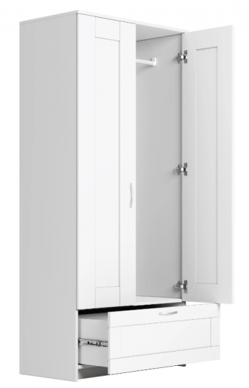 Шкаф двухдверный Сириус с 1 ящиком белый в Мотыгино - motygino.mebel54.com | фото