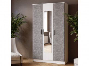 Шкаф комбинированный Ларс (1,2) с зеркалом белый/ателье светлое в Мотыгино - motygino.mebel54.com | фото