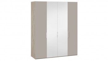 Шкаф комбинированный с 2 глухими и 2 зеркальными дверями «Эмбер» Баттл Рок/Серый глянец в Мотыгино - motygino.mebel54.com | фото
