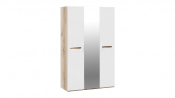 Шкаф комбинированный с 3-мя дверями «Фьюжн» Дуб делано/Белый глянец в Мотыгино - motygino.mebel54.com | фото