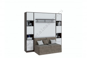 Шкаф-кровать с диваном БЕЛА с полкой ножкой в Мотыгино - motygino.mebel54.com | фото