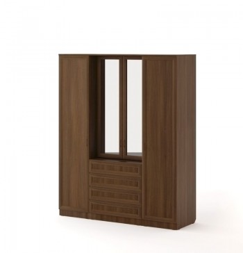 Шкаф с комодом Рамочный с зеркалами (Орех темный) в Мотыгино - motygino.mebel54.com | фото