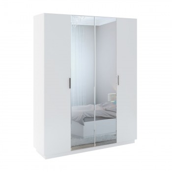 Шкаф с зер. 4 двери М22 Спальня Тиффани (белый текстурный) в Мотыгино - motygino.mebel54.com | фото