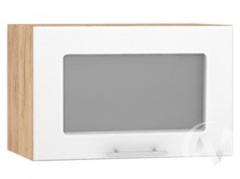 Шкаф со стеклом Валерия-М ШВГС-500 (Белый глянец/Дуб Крафт Золотой/верхний/горизонтальный) в Мотыгино - motygino.mebel54.com | фото