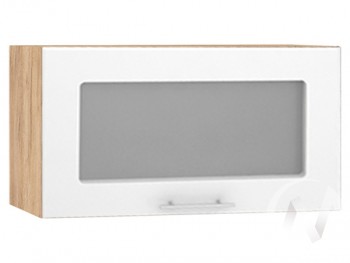 Шкаф со стеклом Валерия-М ШВГС-600 (Белый глянец/Дуб Крафт Золотой/верхний/горизонтальный) в Мотыгино - motygino.mebel54.com | фото