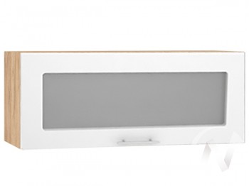 Шкаф со стеклом Валерия-М ШВГС-800 (Белый глянец/Дуб Крафт Золотой/верхний/горизонтальный) в Мотыгино - motygino.mebel54.com | фото