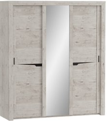 Шкаф трехдверный Соренто с раздвижными дверями Дуб бонифаций/Кофе структурный матовый в Мотыгино - motygino.mebel54.com | фото