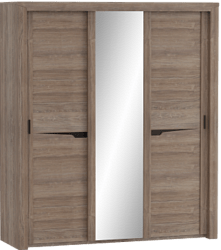 Шкаф трехдверный Соренто с раздвижными дверями Дуб стирлинг/Кофе структурный матовый в Мотыгино - motygino.mebel54.com | фото