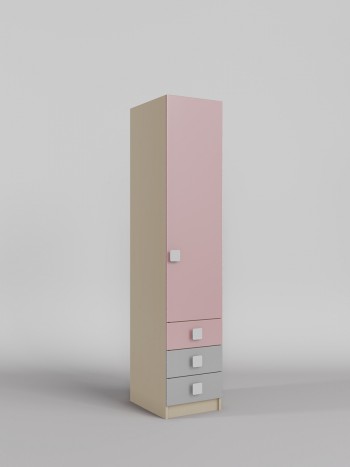 Шкаф угловой (секция с ящиками) Грэйси (Розовый/Серый/корпус Клен) в Мотыгино - motygino.mebel54.com | фото