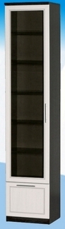Шкаф высокий с ящиком и стеклодверью ДЛЯ ГОСТИНОЙ ШВЯС-450 Венге/Дуб выбеленный в Мотыгино - motygino.mebel54.com | фото