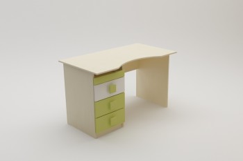 Стол (столешница с выемкой) Эппл (Зеленый/Белый/корпус Клен) в Мотыгино - motygino.mebel54.com | фото