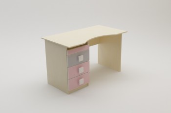 Стол (столешница с выемкой) Грэйси (Розовый/Серый/корпус Клен) в Мотыгино - motygino.mebel54.com | фото