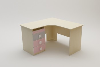 Стол угловой Грэйси (Розовый/Серый/корпус Клен) в Мотыгино - motygino.mebel54.com | фото