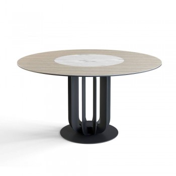Стол круглый Rotor (160), шпон + керамика светлая в Мотыгино - motygino.mebel54.com | фото