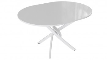 Стол обеденный «Diamond» Тип 3 (Белый муар/Белый глянец) в Мотыгино - motygino.mebel54.com | фото