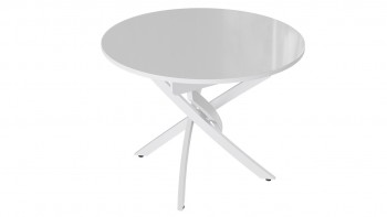 Стол обеденный «Diamond» Тип 3 (Белый муар/Белый глянец) в Мотыгино - motygino.mebel54.com | фото
