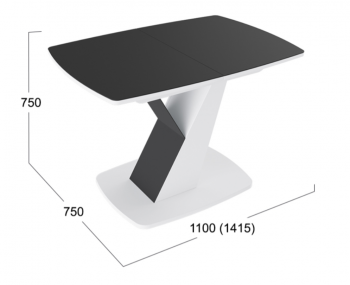 Стол обеденный «Гарда» Тип 1 (Белый/Стекло матовое черный графит) в Мотыгино - motygino.mebel54.com | фото