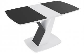 Стол обеденный «Гарда» Тип 1 (Белый/Стекло матовое черный графит) в Мотыгино - motygino.mebel54.com | фото