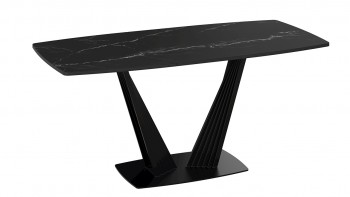 Стол раздвижной «Фабио» Тип 1 (Черный муар/Стекло черное) в Мотыгино - motygino.mebel54.com | фото