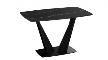 Стол раздвижной «Фабио» Тип 1 (Черный муар/Стекло черное) в Мотыгино - motygino.mebel54.com | фото