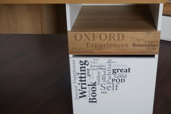 Стол с ящиками «Оксфорд» (Ривьера/Белый с рисунком) в Мотыгино - motygino.mebel54.com | фото