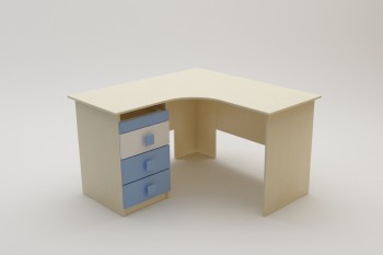 Стол угловой Скай (Синий/Белый/корпус Клен) в Мотыгино - motygino.mebel54.com | фото