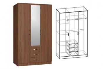 Шкаф 3-х створчатый комбинир с зеркалом Светлана (Венге/Дуб молочный) в Мотыгино - motygino.mebel54.com | фото
