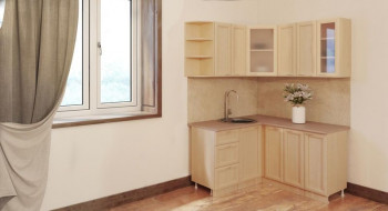 Угловая кухня Рамочная 1500х1400 мм (Беленый дуб) в Мотыгино - motygino.mebel54.com | фото