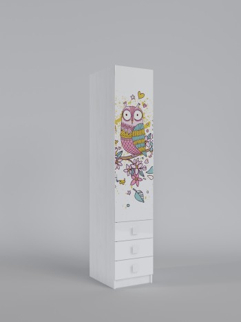 Угловой шкаф с ящиками Совушки (Белый/Выбеленное дерево) в Мотыгино - motygino.mebel54.com | фото