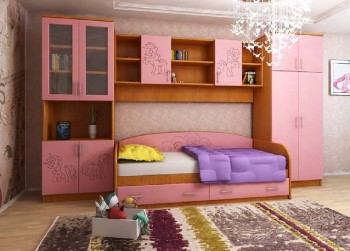 Детская Веселый пони Комплект мебели (Вишня оксфорд/Розовый) в Мотыгино - motygino.mebel54.com | фото